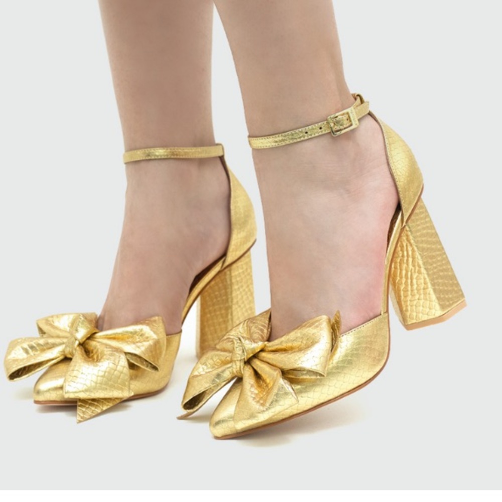 Brand New Butrich Francesca Gold Bow Pump - 7 /38